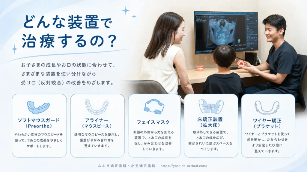 子どもの反対咬合の治療法と使用する装置